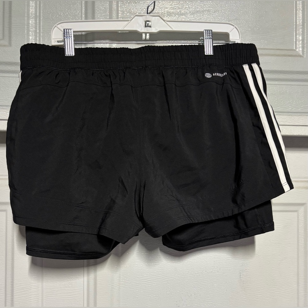 Adidas Black Shorts pacer 3s 2 1n1 - Picture 2 of 5